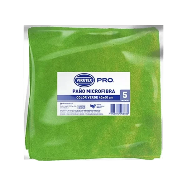 Paño Microfibra Verde 40X40Cm Virutex 5Uni