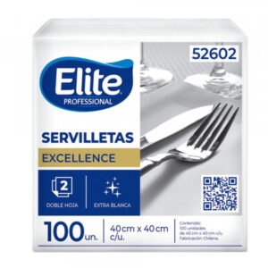 Servilleta Elite mantel doble hoja  24 paq x 100 un , 40 x 40 cm, blanca (SKU 10010898)